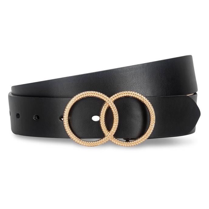 totes® Ladies Double Circlet Belt Black Extra Image 1